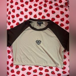 Brown leopard heart crop top